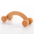 Manueller hölzerner Vierrad-Rollenmassager mit ergonomischem Griff und natürlicher Holzmaserung - Rundes Vierrad-Massagegerät (16x8cm)