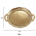 Vintage gold oval resin jewelry tray with leaf relief patterns and size dimensions - European Gold Model 02