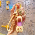 Pink telescopic Capybara keychain with flexible tube and gold clasp for bags - Pop Tube Capybara - Pink Purple