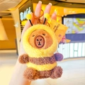 Cute Capybara plush keychain wearing a yellow bee costume with metal clasp - Bee Hat Capybara