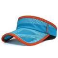 Blue and orange breathable mesh open top sun hat for kids outdoor sports - Adjustable (52-56cm) / Lake Blue