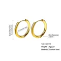 Golden 16mm titanium steel hoop earrings with 12mm inner diameter and 2mm thickness - 2.0*12mm / Gold