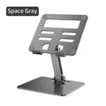Space Gray aluminum alloy folding tablet stand with adjustable height and dual rotation - Space Gray (Folding Stand)