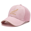 Pink mesh baseball cap with golden wheat embroidery and Sunshine text for summer - Pink