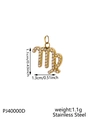 Golden stainless steel Virgo zodiac pendant with sparkling white cubic zirconia stones - Gold Virgo (Inlaid)