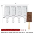 Moule à glace en silicone blanc à 4 cavités en forme de colline avec détails de taille - Blanc