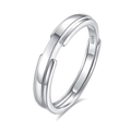 Anillo abierto ajustable minimalista de plata de ley S925 con acabado pulido - Abierto Ajustable / Estilo de Hombre