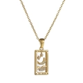 18K gold plated stainless steel Tarot The Moon pendant necklace with sparkling crystals - Moon / Gold
