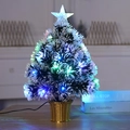 Mini fiber optic Christmas tree with multi-color LED lights and a golden basket base - 45CM Snow Leaf Colorful LED Tree USB