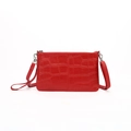 Compact red crocodile pattern leather crossbody bag with zipper and adjustable strap - Crocodile / Red