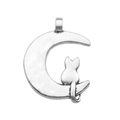 Silver alloy cat sitting on crescent moon pendant charm for DIY jewelry making - 1pc Moon Cat 18x21mm 1.7g (5339)