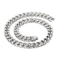 Polished silver stainless steel Cuban link necklace with box clasp in spiral layout - Silver Necklace 45cm (KN225429-Z)