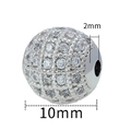10mm silver plated micro paved cubic zirconia ball bead with 2mm hole size for jewelry - 10mm-White Zirconia-Silver