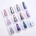 Variety set of 12 natural crystal hexagonal pillars in clear display gift boxes - Zodiac Crystal Pillar Set