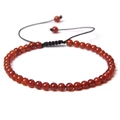 Adjustable 4mm red agate bead bracelet with black braided cord for yoga and meditation - Red Agate