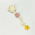Cute star-shaped ceramic dessert spoon with pink flower detail and a wavy yellow handle - Star - Pink Flower