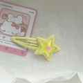Y2K dopamine style double-layered neon yellow and green star-shaped hair clip accessory - Yellow Double Layer Star Clip