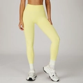 Naadloze lichtgele yoga leggings met hoge taille en buikcontrole voor fitness - L / Gans Geel