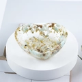 Heart-shaped resin trinket dish with embedded natural stones and luxury gold foil flakes - 12 Natural Mineral Ore + Gold Foil