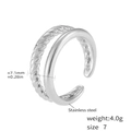 Zilveren roestvrijstalen dubbellaagse gedraaide ring met een gepolijst minimalistisch design - Maat 7 (Verstelbaar) / Zilver