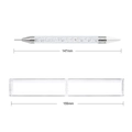 Detailed size specifications for double-ended acrylic nail dotting pen with storage case - White