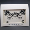 Face crystal sticker set with black rhinestones and gems for DIY masquerade makeup look - 1076