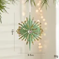 Mint green Christmas star ornament with gold glitter and faux gemstone, 13cm hanging decor - Starfish Style