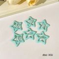 Set of 6 mint green star-shaped hair clips, 3cm metal snaps for girls hair styling - Blue-Green Star Drip Oil - 6 Pcs