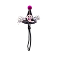 Halloween pointed pet hat with glitter black finish, white ghost and purple pompom - White Ghost Hat