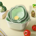 Green and transparent kitchen nesting colander and bowl set for food straining - S M L 3-Piece Draining Set / Green