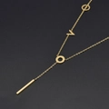 Minimalistische goldene Edelstahl Y-Halskette mit Buchstaben V und Stabanhänger - Gold