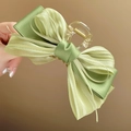 Haarklem met groene strik gemaakt van gestreepte chiffon en satijn voor vrouwen - 34# Haarklem-Groen-Strik