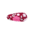 Handmade red floral pattern teardrop hair clip with wavy stitched fabric finish - Red Pink Small Floral (39)