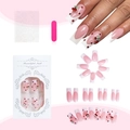 Coffret de faux ongles French avec cerises en 3D et dégradé de couleur rose - Design Cerise French Rose Blanc (XD-90-05)