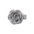 Elegant grey handmade fabric camellia hair clip with multi-layer pleated rose petals - Gray