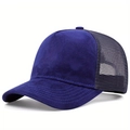 Berretto da baseball in pelle scamosciata blu navy con retro in mesh e visiera curva - Blu