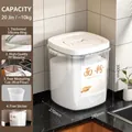 Récipient transparent de 10 kg pour farine avec couvercle scellé et poignée de cuisine - Seau à Riz Scellé 10kg