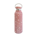 Pink rhinestone studded 17oz vacuum insulated water bottle with silver lid and handle - Rose Gold