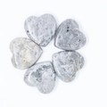 Set of five natural grey stone heart ornaments with unique textures on white background - Grey Textured Stone (2)