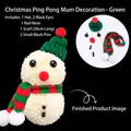DIY Christmas snowman flower kit with white pom-pom mum, red scarf and green hat set - Christmas Snowman Green Style (Set of 5)