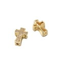 Detailsicht vergoldeter Kreuzanhänger mit Zirkonia-Mikropavé und vorgebohrten Löchern - Gold Weißer Zirkonia