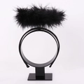 Black feather angel halo headband on a professional display stand for Halloween cosplay - Black