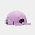 Detail of light purple canvas miki hat featuring metal adjustment buckle and side patch - Adjustable / Standing Bear Light Purple