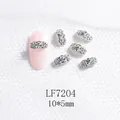 Strass à ongles ovales en argent avec micro-incrustations de zircon, 10x5mm pour décoration d'ongles - Strass blanc ovale argenté (LF7204)