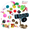 Lot de 21 jouets pour chats avec tunnel, baguette plume, souris et balles variées - Lot No. 60