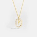 Elegant 18K gold plated S925 silver necklace with sparkling diamond oval and letter P - Letter P