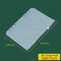 A5 6-hole clear PVC zipper pocket for binders measuring 149mm by 210mm with white slider - A5 Loose Leaf 6-Hole Zipper Bag