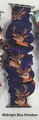Midnight blue reindeer print scrunchie watch band for Apple Watch Series 9/8/7/6 - 38/40mm S Size Black Plastic Connector / Midnight Blue Reindeer