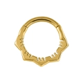 Polished gold hinged nose hoop with geometric petal decorative outer edge - 1.2x8mm / Style 2-Gold