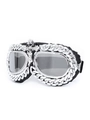 Silver chain style biker goggles with skull and cross details for sports and skiing - Silver Frame Silver Chain Cross